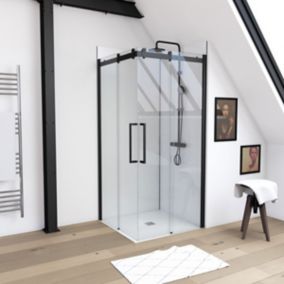 Porte de douche en angle noir Galedo Rolling 90 x 90cm