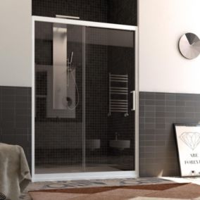 Porte de Douche en PVC 120 CM H200 Transparent mod. Glax Porte Unique Profil Blanc