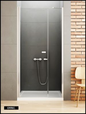 Porte de Douche Encastrée Pivotante - 150 x 195 - CHROME - NEW SOLEO