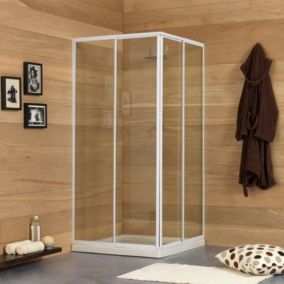Porte De Douche Extensible 80-90 Cm Profile Blanc En Aluminium Erice