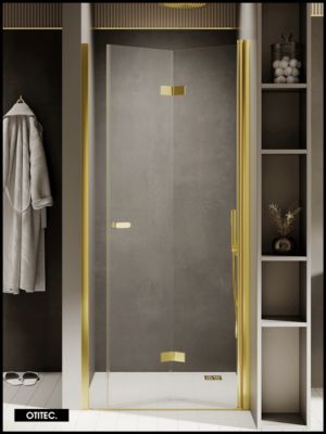 Porte de Douche Italienne Pliante - 90 x 195 - DROITE - OR LÉGER - NEW SOLEO
