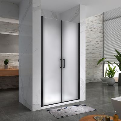 Porte de douche KAYA-BLACK H. 180, l. 68-71 cm, verre opaque 6 mm anticalcaire - Saniverre