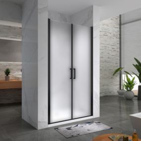 Porte de douche KAYA-BLACK H. 180, l. 71-74 cm, verre opaque 6 mm anticalcaire - Saniverre
