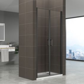 Porte de douche KIMIBLACK H.180 largeur réglable 70 à 73 cm verre transparent - Saniverre