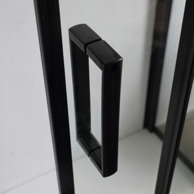Porte De Douche Niche 140 Cm Avec Côté Fixe 80 Cm Noir Mat Avec Ouverture Réversible - City