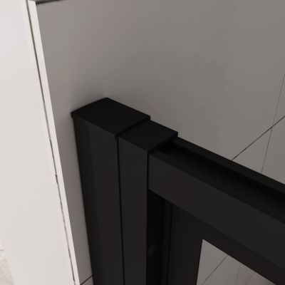 porte de douche Noir 90x200cm,5mm verre securit,Paroi de douche avec porte pivotante,Robustesse et Design Moderne