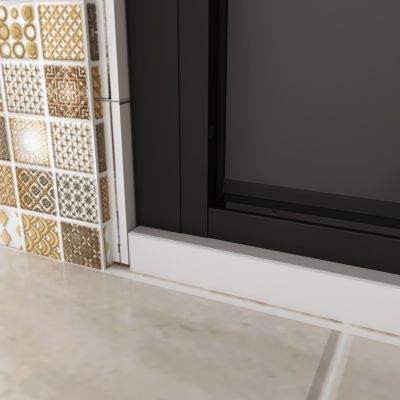 porte de douche Noir 90x200cm,5mm verre securit,Paroi de douche avec porte pivotante,Robustesse et Design Moderne