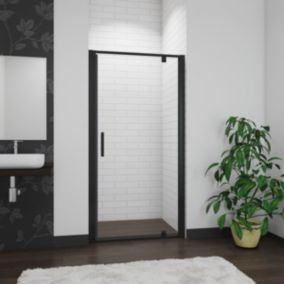 Porte De douche noire 80x185cm porte de douche pivotante en 6mm verre de sécurité Installation en niche