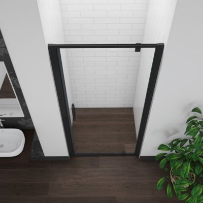 Porte De douche noire 90x185cm porte de douche pivotante en 6mm verre de sécurité Installation en niche