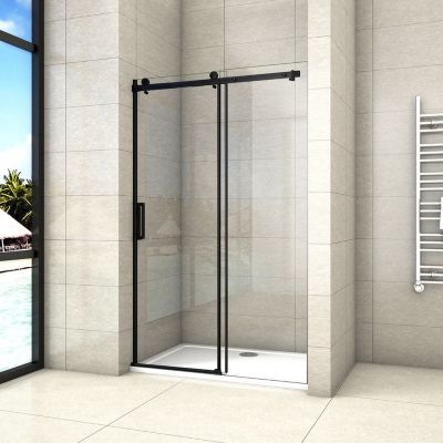 Porte De Douche Noire Coulissante 120x200cm Porte De Douche Coulissante Noir En 8mm Verre Anticalcaire