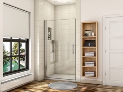 Porte de douche pivotante 100cm en 6mm verre anticalcaire Installation en niche Hauteur 187cm