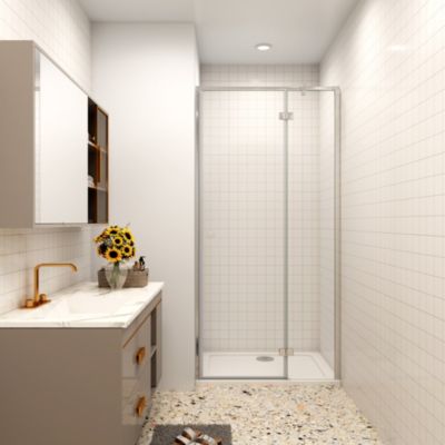 Porte De douche pivotante 100x195cm en 6mm verre de sécurité anticalcaire avec barre de fixation