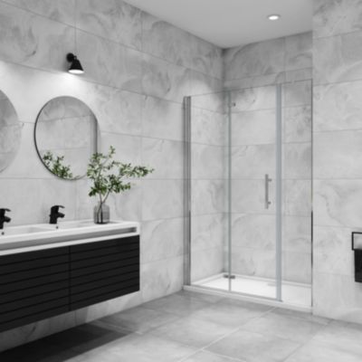 Porte De douche pivotante 110x195cm porte de douche pliante avec un élément fixe en 6mm verre anticalcaire