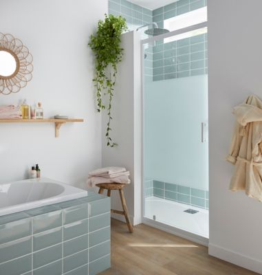 Porte de douche pivotante Cooke & Lewis Onega sérigraphié 90 cm
