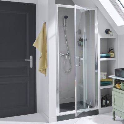 Porte de douche pivotante Cooke & Lewis Onega transparente 80 cm