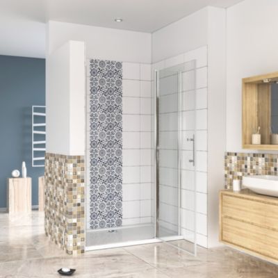 Porte de douche pivotante en 6mm verre securit anticalcaire porte de douche 130cm avec 1 élément fixe Hauteur 197cm