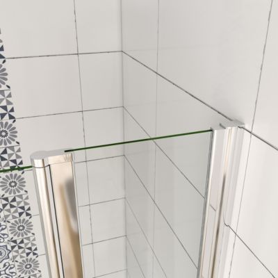 Porte de douche pivotante en 6mm verre securit anticalcaire porte de douche 130cm avec 1 élément fixe Hauteur 197cm