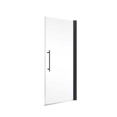 Porte de douche pivotante en niche l.100 x H.192 cm, verre transparent anticalcaire, profilé noir mat, Schulte NewStyle