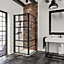 Porte de douche pivotante et paroi latérale 80 x 80 cm, Schulte NewStyle, verre transparent décor atelier, profilés noirs