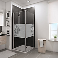 Porte de douche pivotante et paroi latérale 80 x 80 cm, Schulte NewStyle, verre transparent décor softcube, profilés chromés