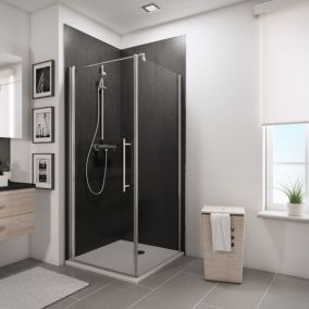 Porte de douche pivotante et paroi latérale 80 x 80 cm, Schulte NewStyle, verre transparent, profilés chromés
