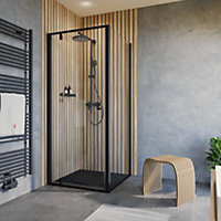 Porte de douche pivotante et paroi latérale 90+90x200 cm, noir, Schulte Impériale