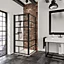 Porte de douche pivotante et paroi latérale 90 x 90 cm, Schulte NewStyle, verre transparent décor atelier, profilés noirs