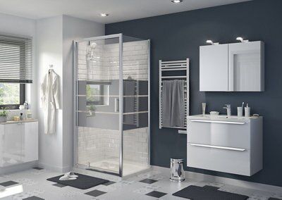 Porte de douche pivotante GoodHome Beloya miroir 100 cm