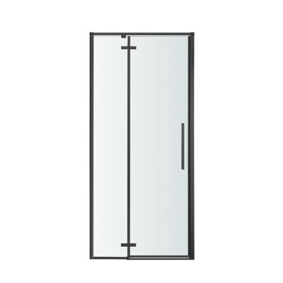 Porte de douche pivotante GoodHome Ezili transparent profilé noir 90 cm