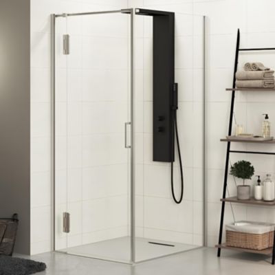 Porte de douche pivotante Kinedo EKINOX (à coupler avec fixe EKINOX) L90cm H2,07 m inox charnière à gauche