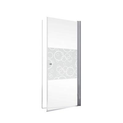 Porte de douche pivotante l.80 x H.192 cm, verre transparent anticalcaire, décor Cercles, profilé chromé, Schulte NewStyle