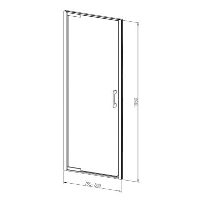 Porte de douche pivotante l.80 x H.195 cm, verre transparent, profilés chromé, GoodHome Evanna