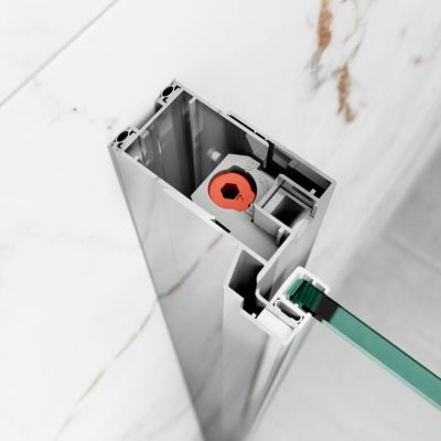 Porte de douche pivotante l.80 x H.195 cm, verre transparent, profilés chromé, GoodHome Evanna