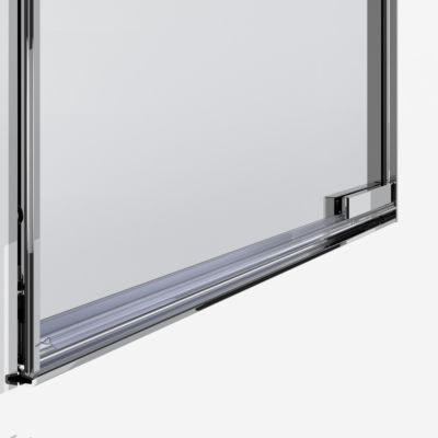Porte de douche pivotante l.80 x H.195 cm, verre transparent, profilés chromé, GoodHome Evanna