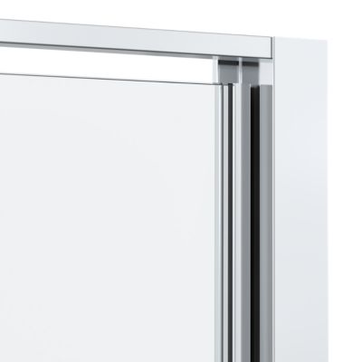 Porte de douche pivotante l.80 x H.195 cm, verre transparent, profilés chromé, GoodHome Evanna
