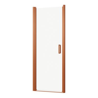 Porte de douche pivotante l.80 x H.195 cm, verre transparent, profilés cuivre, GoodHome Ledava