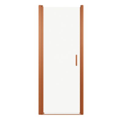 Porte de douche pivotante l.80 x H.195 cm, verre transparent, profilés cuivre, GoodHome Ledava
