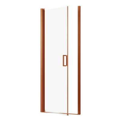 Porte de douche pivotante l.80 x H.195 cm, verre transparent, profilés cuivre, GoodHome Ledava