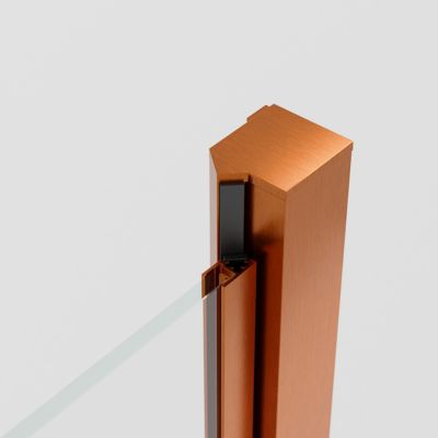Porte de douche pivotante l.80 x H.195 cm, verre transparent, profilés cuivre, GoodHome Ledava