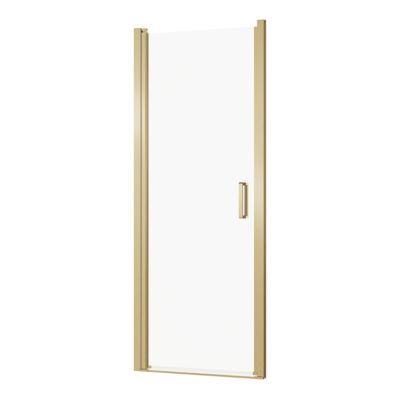 Porte de douche pivotante l.80 x H.195 cm, verre transparent, profilés doré, GoodHome Ledava