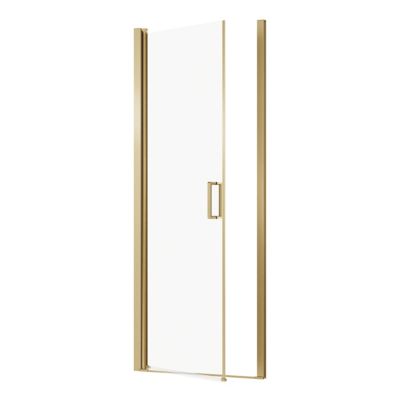Porte de douche pivotante l.80 x H.195 cm, verre transparent, profilés doré, GoodHome Ledava