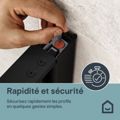 Porte de douche pivotante l.80 x H.195 cm, verre transparent, profilés noir, GoodHome Evanna