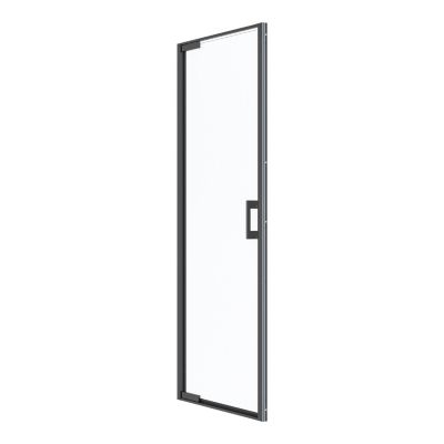 Porte de douche pivotante l.80 x H.195 cm, verre transparent, profilés noir, GoodHome Evanna