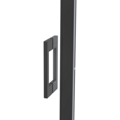 Porte de douche pivotante l.80 x H.195 cm, verre transparent, profilés noir, GoodHome Evanna