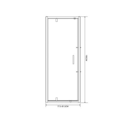 Porte de douche pivotante l.80 x H.195 cm, verre transparent, profilés noir, GoodHome Ledava
