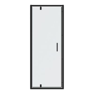 Porte de douche pivotante l.80 x H.195 cm, verre transparent, profilés noir, GoodHome Ledava