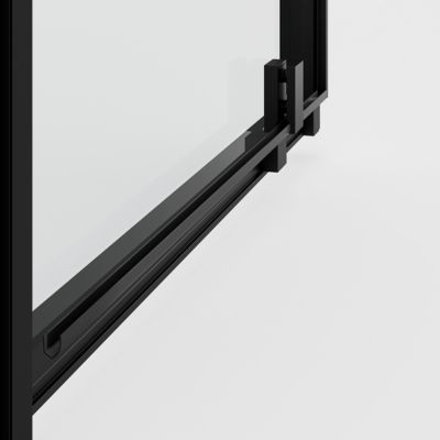 Porte de douche pivotante l.80 x H.195 cm, verre transparent, profilés noir, GoodHome Ledava