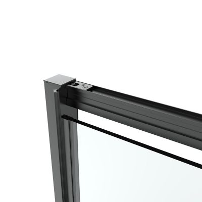 Porte de douche pivotante l.80 x H.195 cm, verre transparent, profilés noir, GoodHome Ledava