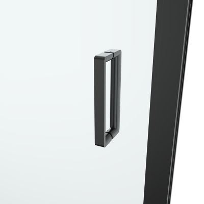 Porte de douche pivotante l.80 x H.195 cm, verre transparent, profilés noir, GoodHome Ledava