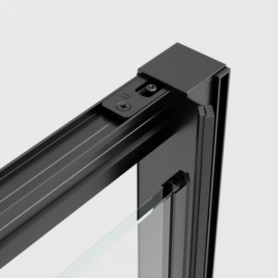 Porte de douche pivotante l.80 x H.195 cm, verre transparent, profilés noir, GoodHome Ledava